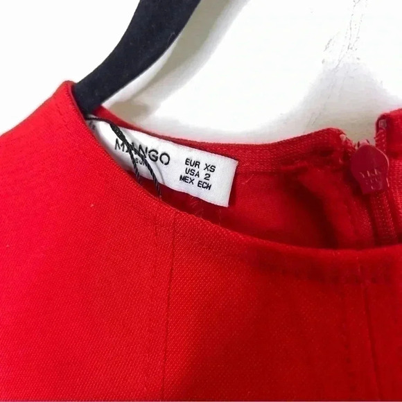 Mango Midi Casual Red 3/4 Sleeve Round Neckline Straight Hem Dress  Size XS - Picture 6 of 12
